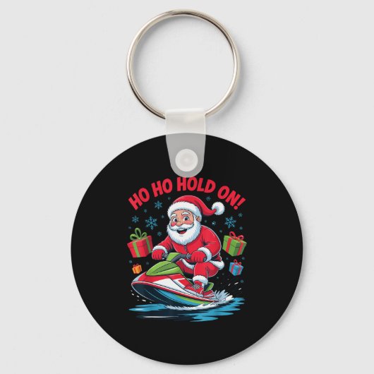Funny Santa Jet Skiing Lover Christmas Xmas Pajama Schlüsselanhänger (Vorderseite)