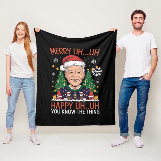 Funny Santa Joe Biden Merry Äm Christmas Ugly Fleecedecke (Beispiel)