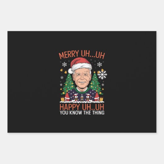 Funny Santa Joe Biden Merry Äm Christmas Ugly Geschenkpapier Set (Vorderseite)