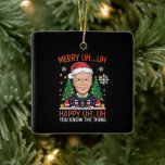 Funny Santa Joe Biden Merry Äm Christmas Ugly Keramikornament<br><div class="desc">Funny Santa Joe Biden Merry Äm Christmas Ugly</div>