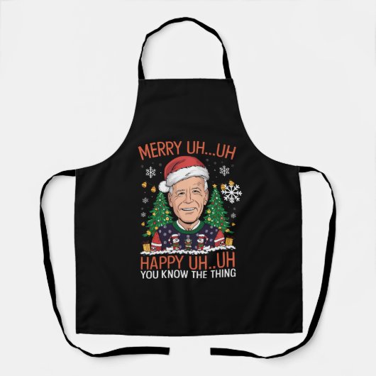Funny Santa Joe Biden Merry Äm Christmas Ugly Schürze (Vorderseite)