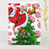 Funny Santa Karte (Gelbe Blume)