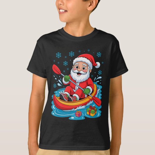 Funny Santa Kayaking Lover Holiday Christmas Xmas T-Shirt (Vorderseite)