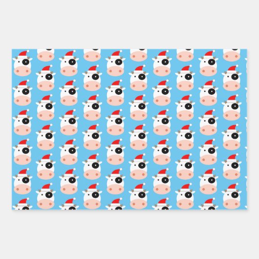 Funny Santa Kuw Weihnachtsblatt Geschenkpapier Set (Vorderseite)