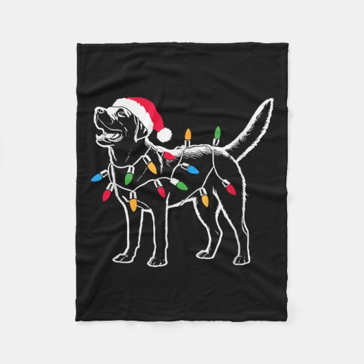 Funny Santa Labrador Retriever Christmas Lights Do Fleecedecke (Vorderseite)