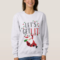 Funny Santa Let's Lit Christmas Slogan