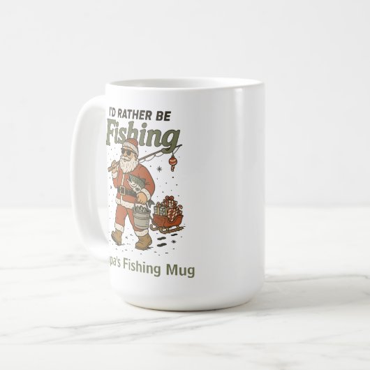 Funny Santa lieber fischen Kaffeetasse (Vorderseite Links)
