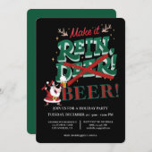 Funny Santa Make it Rein Beer Weihnachtsfeiertag Einladung (Vorne/Hinten)