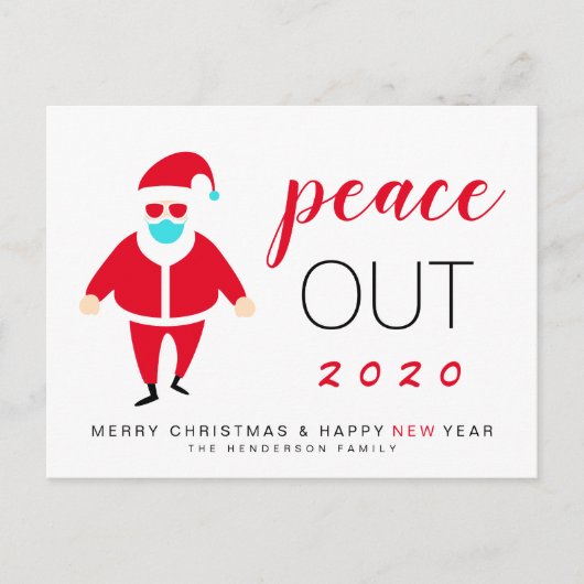 Funny Santa Mask Peace Out 2020 Weihnachten Neues  (Vorderseite)
