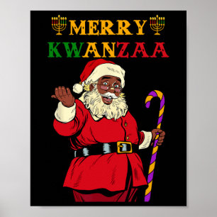 Funny Santa Merry Kwanzaa Afroamerikanischer Feier Poster
