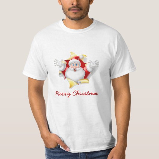 Funny Santa Merry Weihnachtsfeiertag T-Shirt (Vorderseite)