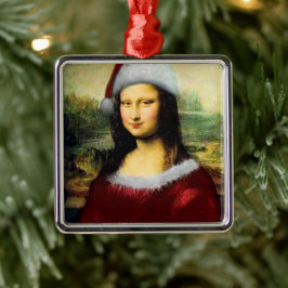 Funny Santa Mona Lisa Frohe Weihnachten Ornament Aus Metall