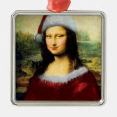 Funny Santa Mona Lisa Frohe Weihnachten Ornament Aus Metall (Vorne)