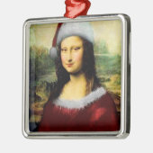Funny Santa Mona Lisa Frohe Weihnachten Ornament Aus Metall (Links)