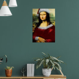 Funny Santa Mona Lisa Frohe Weihnachten Poster