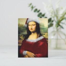 Funny Santa Mona Lisa Frohe Weihnachten Postkarte