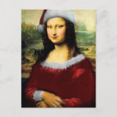Funny Santa Mona Lisa Frohe Weihnachten Postkarte (Vorderseite)