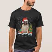 Funny Santa Mops Hund Weihnachten Lichter Weihnach T-Shirt (Vorderseite)
