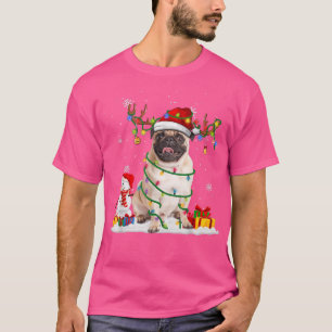 Funny Santa Mops Reindeer Fairy Light Merry Christ T-Shirt