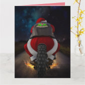 FUNNY SANTA MOTORCYLE CHRISTMAS CARD KARTE (Gelbe Blume)