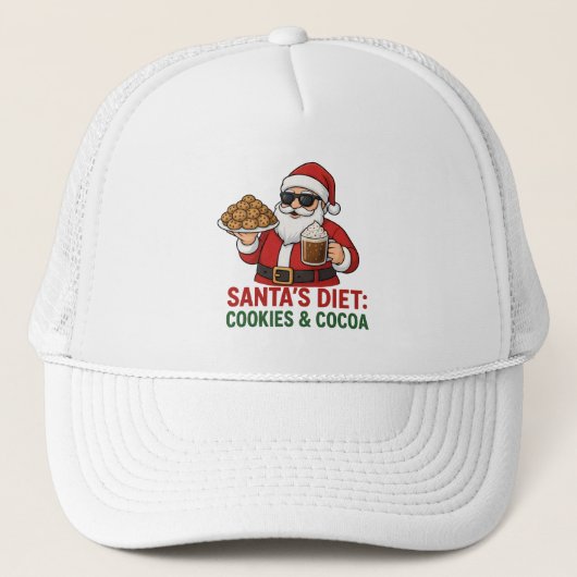 Funny Santa Mug – Santa’s Diet: Cookies & Cocoa Truckerkappe (Vorderseite)