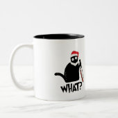 Funny Santa Murderous Black Cat Was? mit Messer  Zweifarbige Tasse (Links)