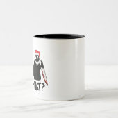 Funny Santa Murderous Black Cat Was? mit Messer Zweifarbige Tasse (Mittel)