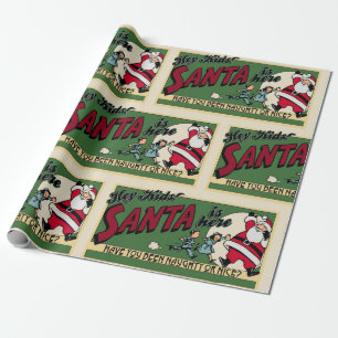 Funny Santa "Naughty or Nice" Text Retro Weihnacht Geschenkpapier