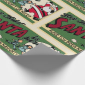 Funny Santa "Naughty or Nice" Text Retro Weihnacht Geschenkpapier (Ecke)