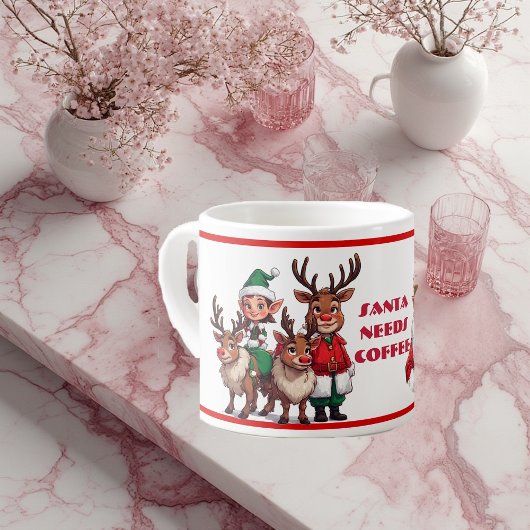 Funny Santa Needs Coffee Humorous Christmas Coffee Espressotasse