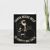 Funny Santa Needs Help To Empty His Sack Adult Hum Karte (Vorderseite)