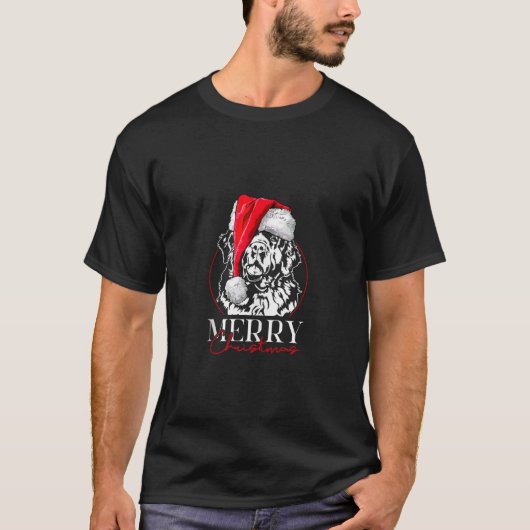 Funny Santa Newfoundland Dog Merry Christmas dog m T-Shirt (Vorderseite)
