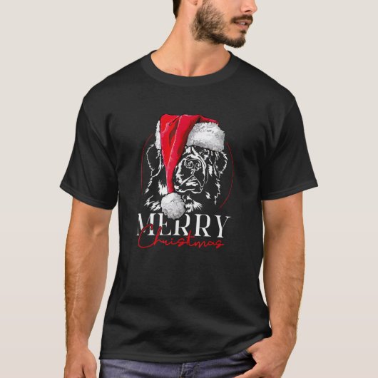 Funny Santa Newfoundland Newfie Merry Christmas do T-Shirt (Vorderseite)