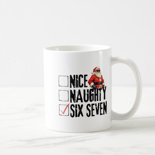 Funny Santa Nice Naughty Six Seven Meme 67 Christm Kaffeetasse (Rechts)