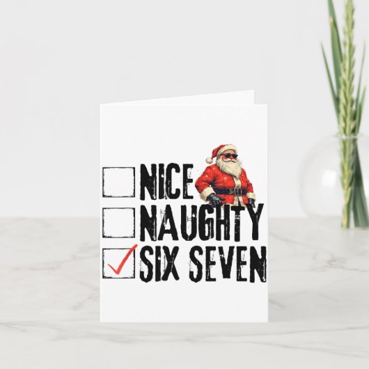 Funny Santa Nice Naughty Six Seven Meme 67 Christm Karte (Vorderseite)