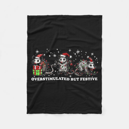 Funny Santa Ossums Overstimulated But Festive Xmas Fleecedecke (Vorderseite)
