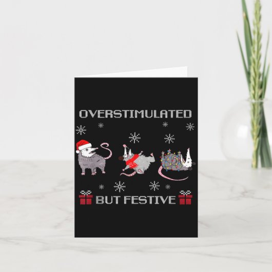 Funny Santa Ossums Overstimulated But Festive Xmas Karte (Vorderseite)