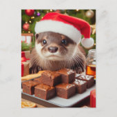 Funny Santa Otter mit dem Brownien zu Weihnachten Postkarte (Vorderseite)