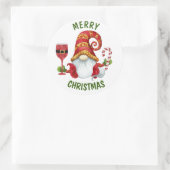 Funny Santa Party Gnome Runder Aufkleber (Tasche)