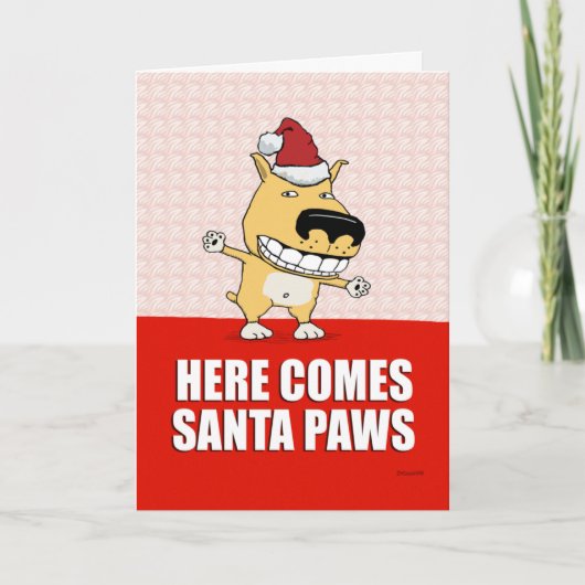 Funny Santa Paws Dog Weihnachtskarte Feiertagskarte (Vorderseite)