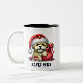 Funny Santa Paws Niedlich Bichon Dog Zweifarbige Tasse