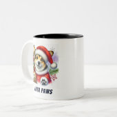 Funny Santa Paws Niedlich Corgi Dog Zweifarbige Tasse (Vorderseite Links)