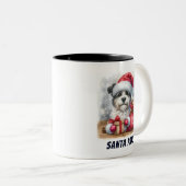 Funny Santa Paws Niedlich Hund Zweifarbige Tasse (VorderseiteRechts)