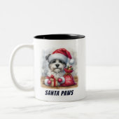 Funny Santa Paws Niedlich Hund Zweifarbige Tasse (Links)