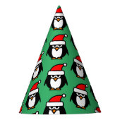 Funny Santa Pinguin Weihnachts-Party-Papierkegel H Partyhütchen (Vorderseite)