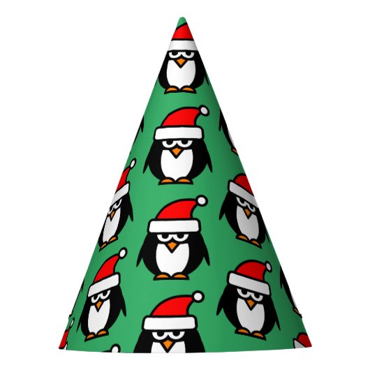 Funny Santa Pinguin Weihnachts-Party-Papierkegel H Partyhütchen (Vorderseite)