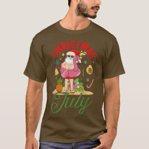 Funny Santa & Pink Flamingo Float Sommer Weihnacht T-Shirt
