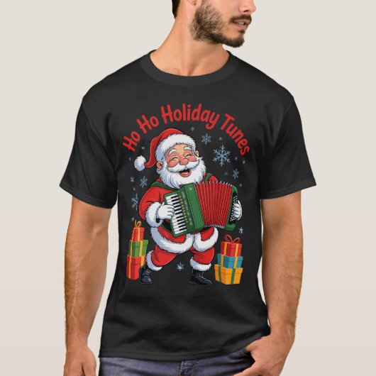 Funny Santa Playing Accordion Holiday Chrismas Xma T-Shirt (Vorderseite)