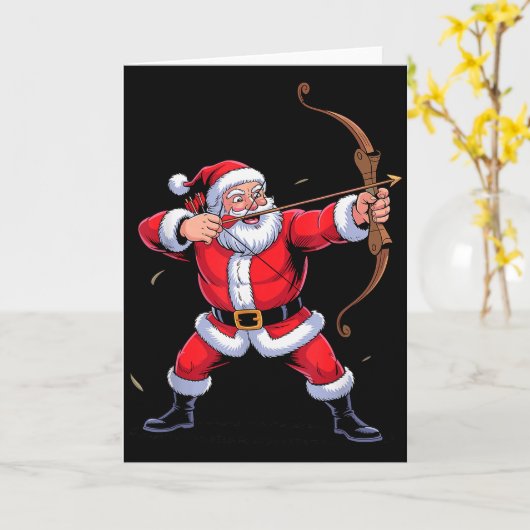 Funny Santa Playing Archery Holiday Christmas Xmas Karte (Gelbe Blume)