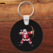 Funny Santa Playing Archery Holiday Christmas Xmas Schlüsselanhänger (Vorderseite)